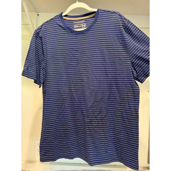 Saddlebred Comfort‎ Tee Blue Stripes Size Large - Picture 1 of 5